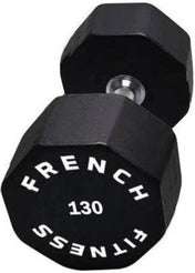 French Fitness Urethane 8 Sided Hex Dumbbell 130 lbs - Single - Side View