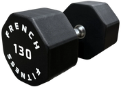 French Fitness Urethane 8 Sided Hex Dumbbell 130 lbs - Single - Close-Up View