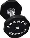French Fitness Urethane 8 Sided Hex Dumbbell 15 lbs - Single (New)