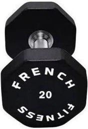 French Fitness Urethane 8 Sided Hex Dumbbell 20 lbs - Single - Angled View
