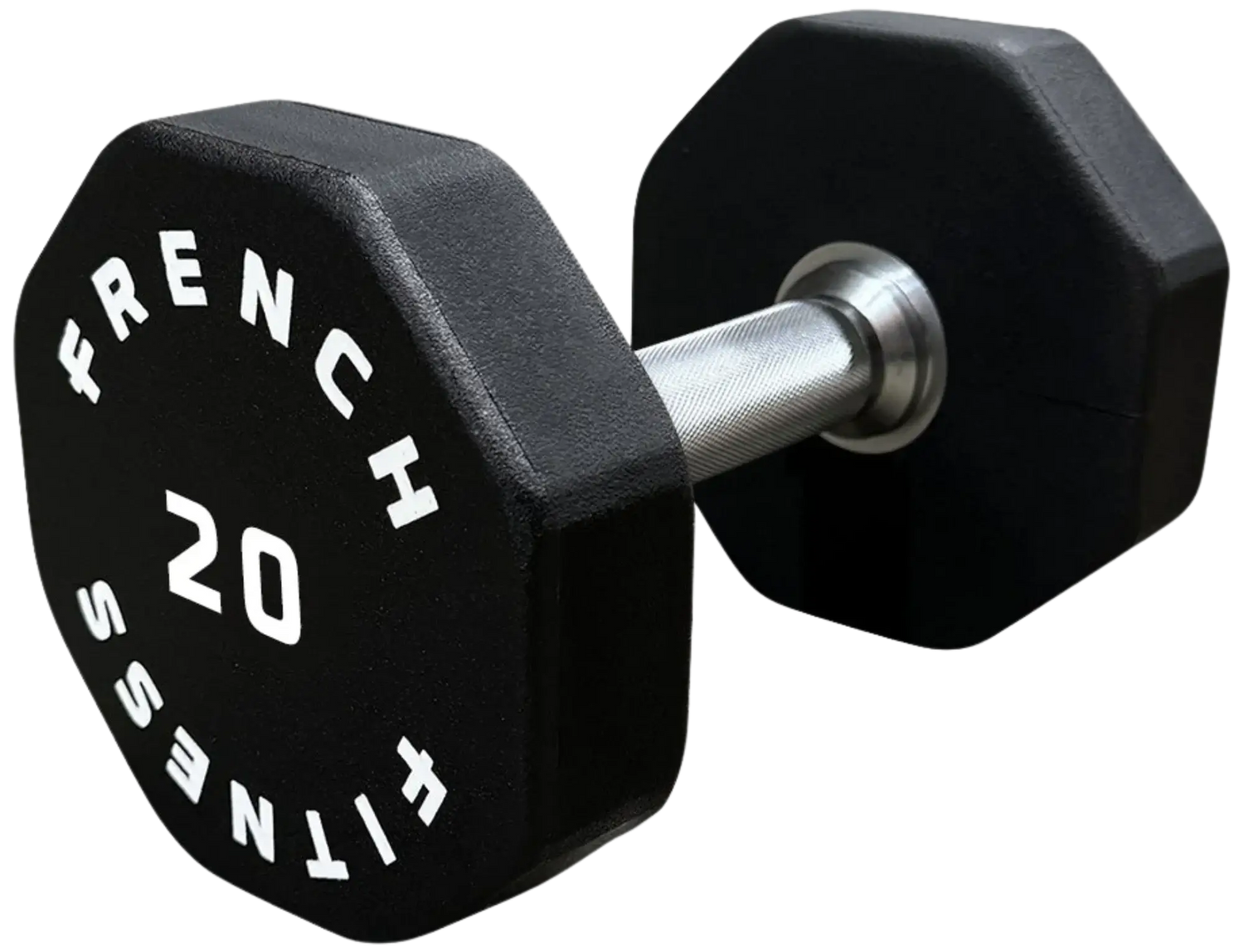French Fitness Urethane 8 Sided Hex Dumbbell 20 lbs - Single - Close-Up View