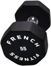 French Fitness Urethane 8 Sided Hex Dumbbell 55 lbs - Single (New)