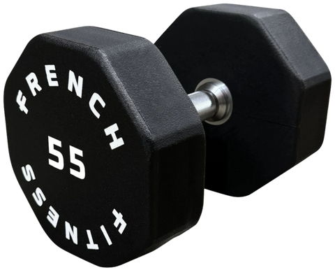 French Fitness Urethane 8 Sided Hex Dumbbell 55 lbs - Single (New)