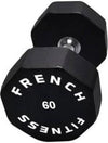 French Fitness Urethane 8 Sided Hex Dumbbell 60 lbs - Single (New)