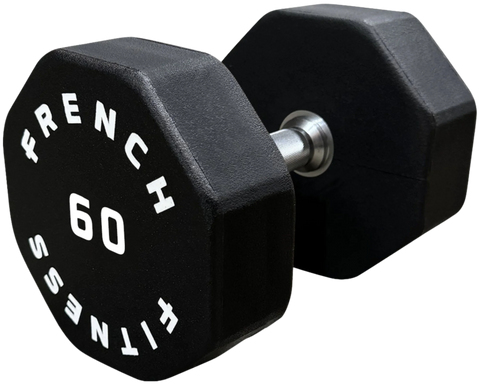 French Fitness Urethane 8 Sided Hex Dumbbell 60 lbs - Single (New)
