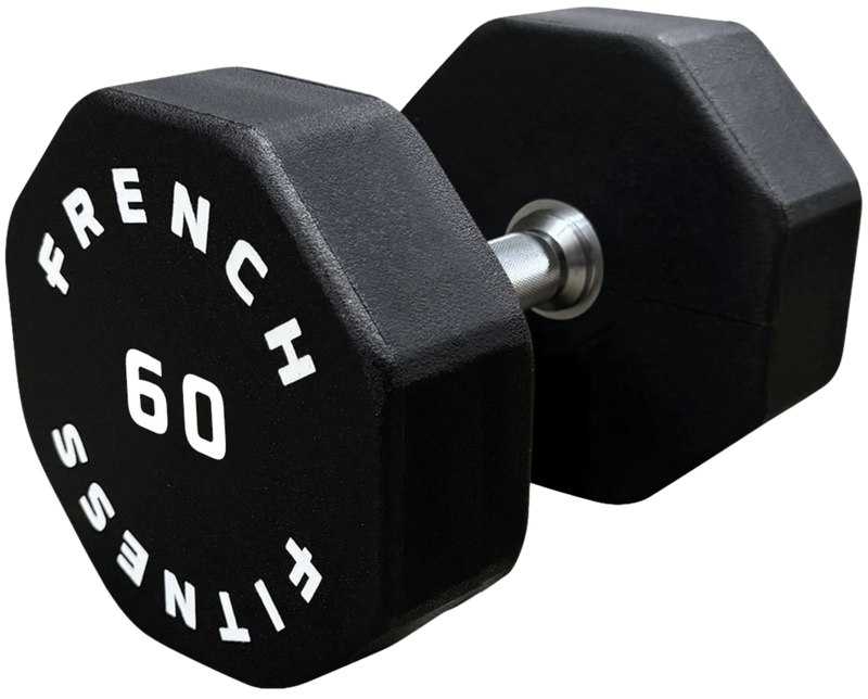 French Fitness Urethane 8 Sided Hex Dumbbell 60 lbs - Single (New)