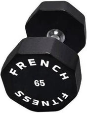 French Fitness Urethane 8 Sided Hex Dumbbell 65 lbs - Single - Side View