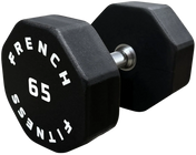 French Fitness Urethane 8 Sided Hex Dumbbell 65 lbs - Single - Angled View