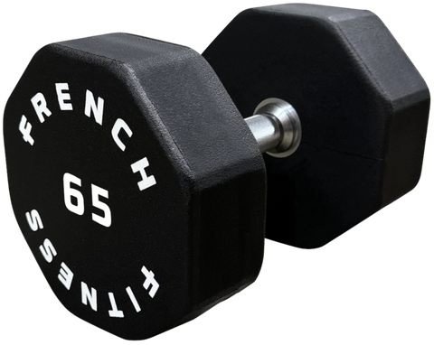 French Fitness Urethane 8 Sided Hex Dumbbell 65 lbs - Single (New)