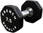 French Fitness Urethane 8 Sided Hex Dumbbell 7.5 lbs - Single - Angled View