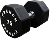 French Fitness Urethane 8 Sided Hex Dumbbell 75 lbs - Single (New)