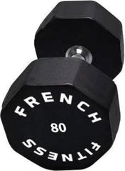 French Fitness Urethane 8 Sided Hex Dumbbell 80 lbs - Single - Side VIew