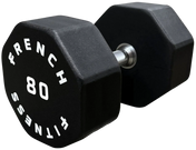 French Fitness Urethane 8 Sided Hex Dumbbell 80 lbs - Single - Angled View