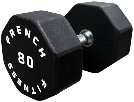 French Fitness Urethane 8 Sided Hex Dumbbell 80 lbs - Single (New)