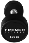French Fitness Urethane Round Pro Style Dumbbell V2 105 lbs - Single (New)