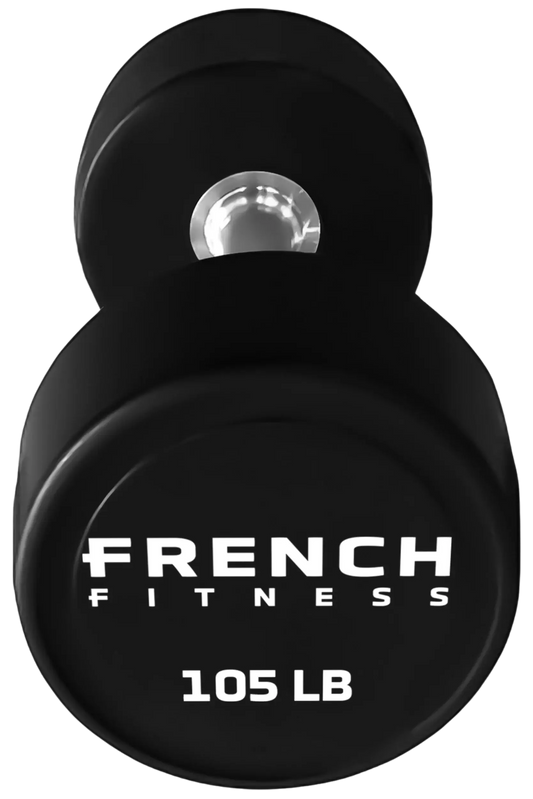French Fitness Urethane Round Pro Style Dumbbell V2 105 lbs - Single (New)