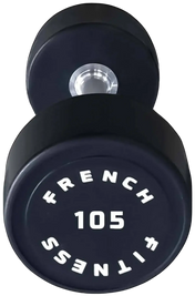 French Fitness Urethane Round Pro Style Dumbbell 105 lbs - Single - Close-Up View
