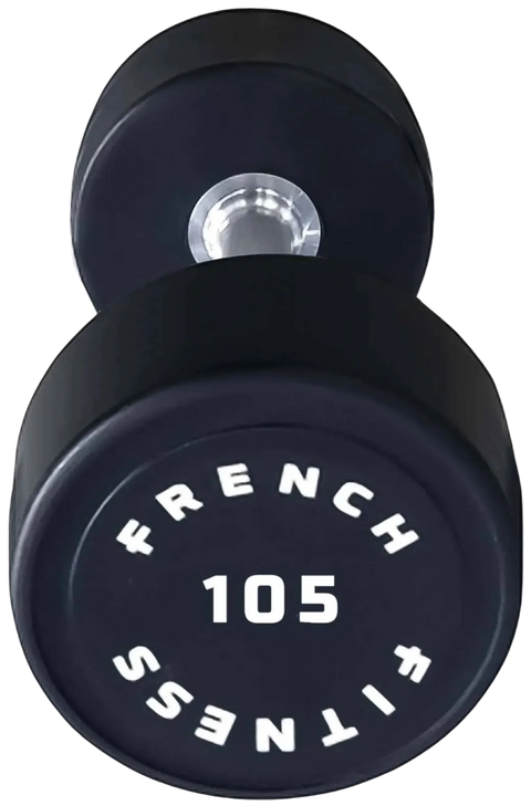 French Fitness Urethane Round Pro Style Dumbbell 105 lbs - Single (New)
