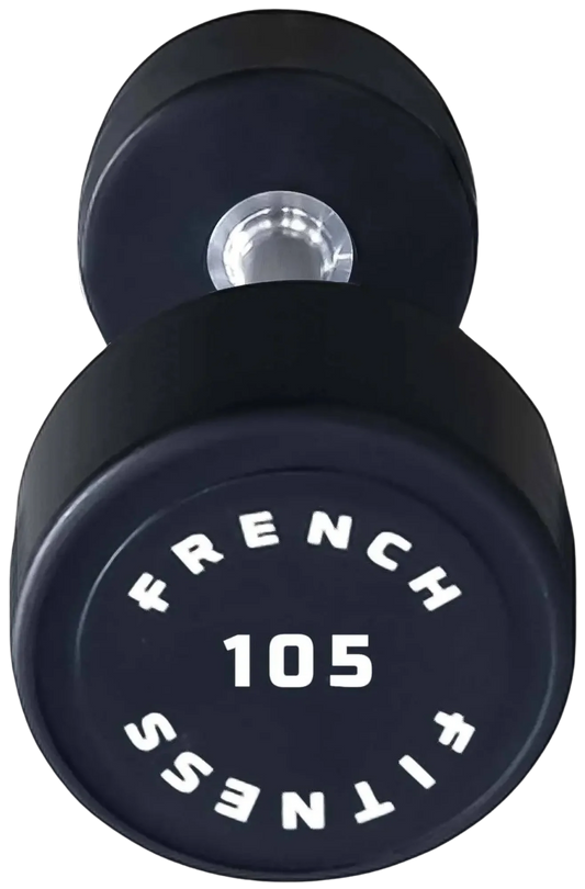 French Fitness Urethane Round Pro Style Dumbbell 105 lbs - Single (New)