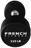 French Fitness Urethane Round Pro Style Dumbbell V2 110 lbs - Single (New)