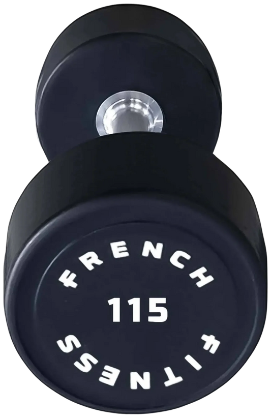French Fitness Urethane Round Pro Style Dumbbell 115 lbs - Single (New)