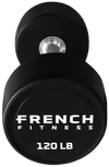 French Fitness Urethane Round Pro Style Dumbbell V2 120 lbs - Single (New)
