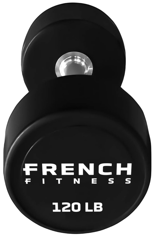 French Fitness Urethane Round Pro Style Dumbbell V2 120 lbs - Single (New)