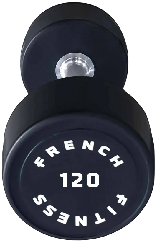 French Fitness Urethane Round Pro Style Dumbbell 120 lbs - Single (New)