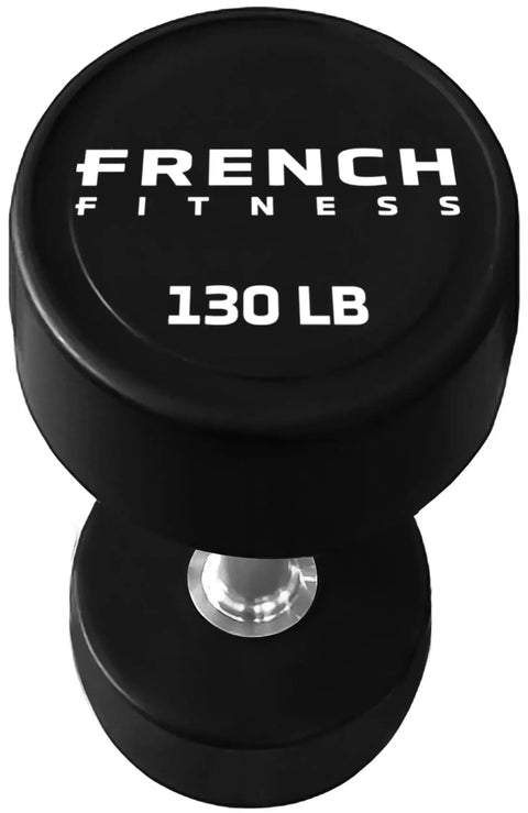 French Fitness Urethane Round Pro Style Dumbbell V2 130 lbs - Single (New)