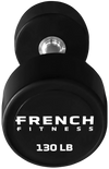 French Fitness Urethane Round Pro Style Dumbbell V2 130 lbs - Single (New)