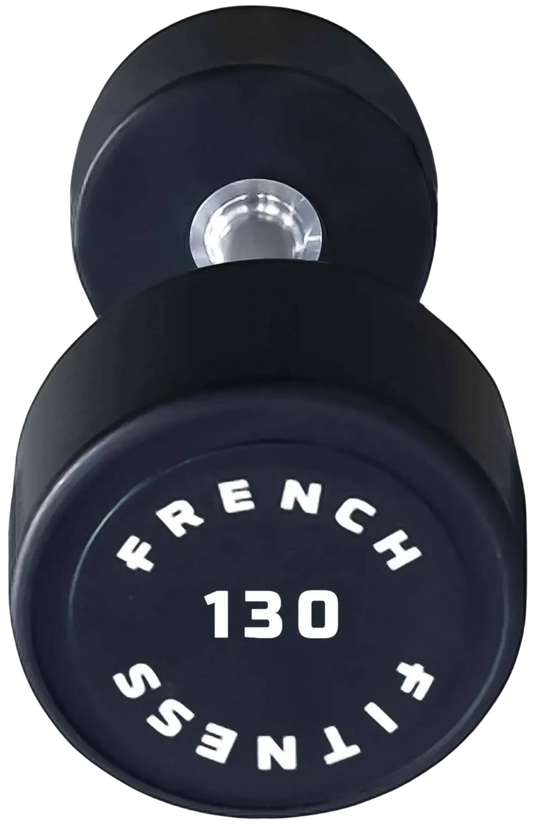 French Fitness Urethane Round Pro Style Dumbbell 130 lbs - Single (New)