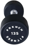 French Fitness Urethane Round Pro Style Dumbbell 135 lbs - Single (New)