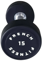 French Fitness Urethane Round Pro Style Dumbbell 15 lbs - Single - Close-Up View