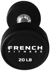 French Fitness Urethane Round Pro Style Dumbbell V2 20 lbs - Single - Side View