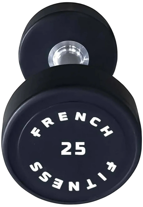French Fitness Urethane Round Pro Style Dumbbell 25 lbs - Single (New)