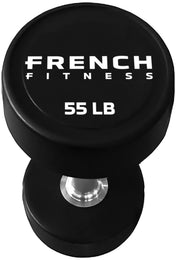 French Fitness Urethane Round Pro Style Dumbbell V2 55 lbs - Single - Top View