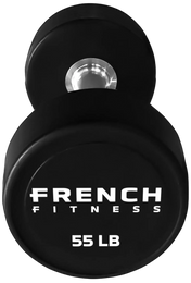 French Fitness Urethane Round Pro Style Dumbbell V2 55 lbs - Single - Side View