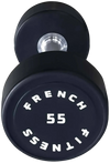 French Fitness Urethane Round Pro Style Dumbbell 55 lbs - Single (New)
