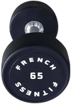 French Fitness Urethane Round Pro Style Dumbbell 65 lbs - Single (New)