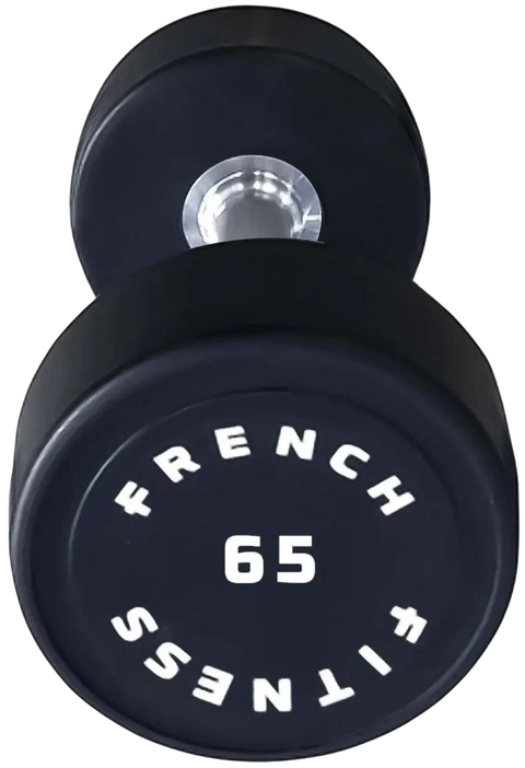 French Fitness Urethane Round Pro Style Dumbbell 65 lbs - Single (New)