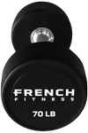 French Fitness Urethane Round Pro Style Dumbbell V2 70 lbs - Single (New) Image