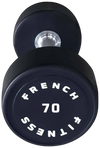 French Fitness Urethane Round Pro Style Dumbbell 70 lbs - Single (New)
