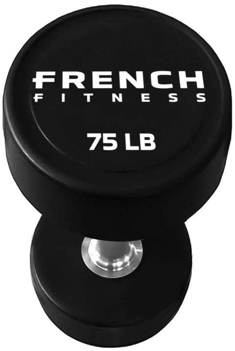 French Fitness Urethane Round Pro Style Dumbbell V2 75 lbs - Single (New) Image 2