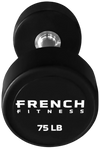 French Fitness Urethane Round Pro Style Dumbbell V2 75 lbs - Single (New) Image
