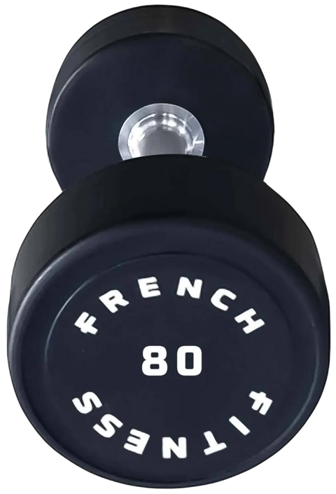 French Fitness Urethane Round Pro Style Dumbbell 80 lbs - Single (New)