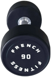 French Fitness Urethane Round Pro Style Dumbbell 90 lbs - Single (New)
