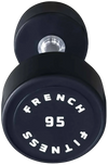 French Fitness Urethane Round Pro Style Dumbbell 95 lbs - Single (New)