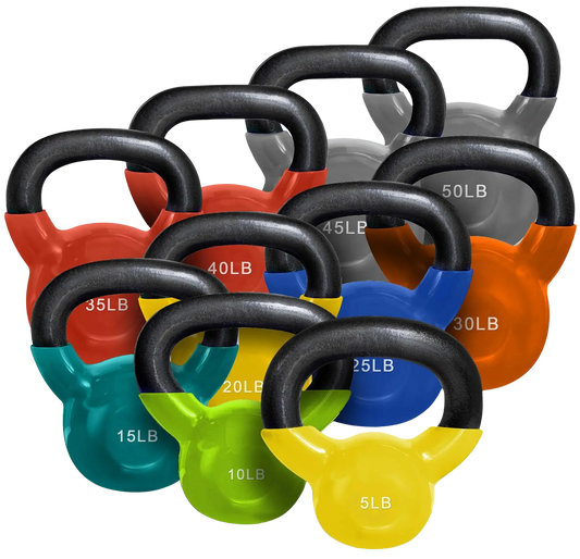 French Fitness Vinyl Kettlebell Set 5-50 lbs (New)