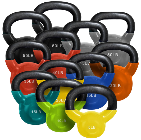 French Fitness Vinyl Kettlebell Set 5-60 lbs (New)