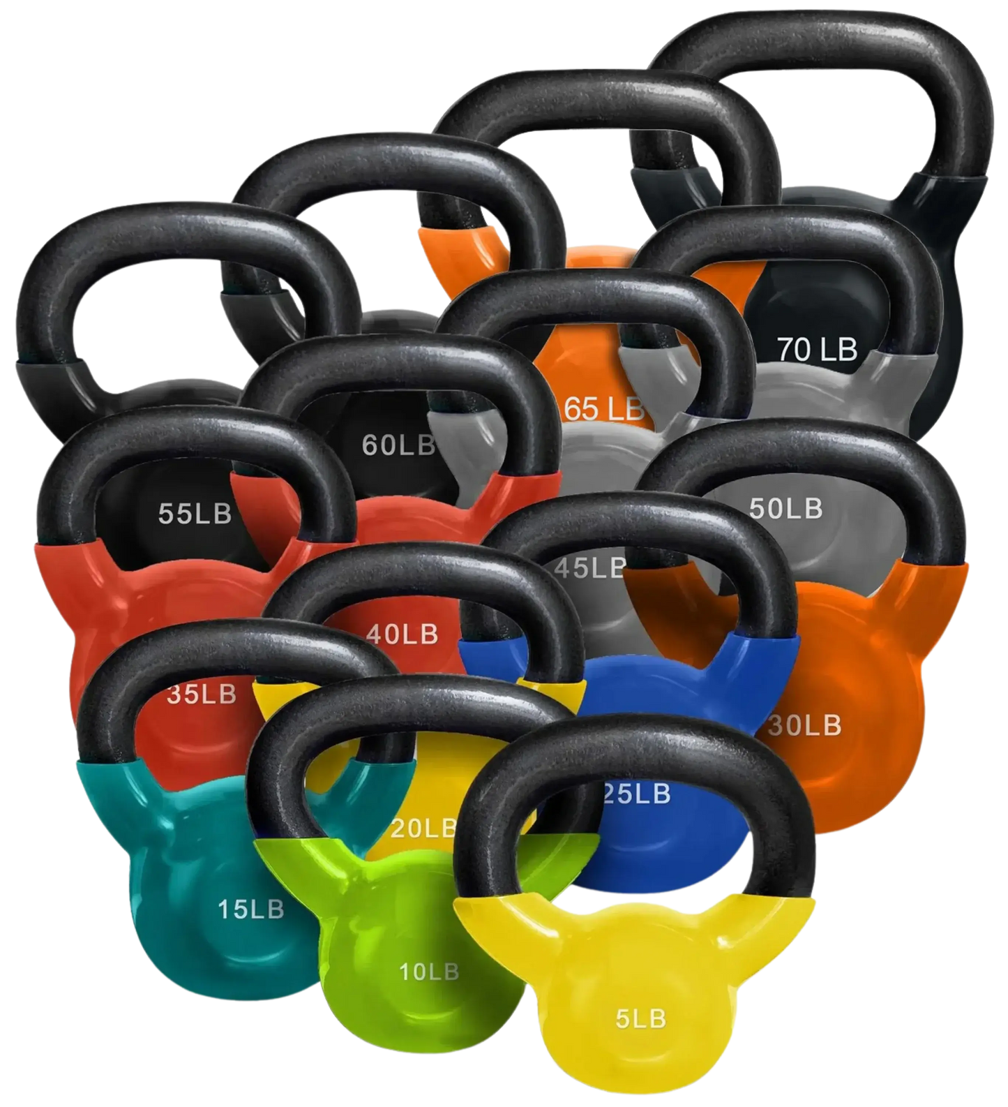 French Fitness Vinyl Kettlebell Set 5-70 lbs (New)